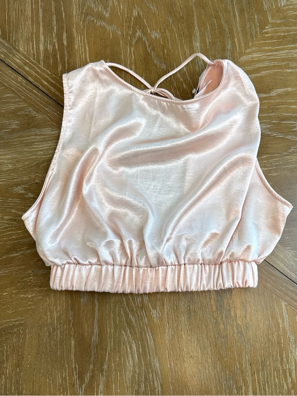 Pink open back crop top